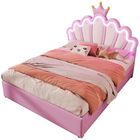 Letto Per Bambini Con Design A Corona, Schienale Regolabile E Led - Foto 1