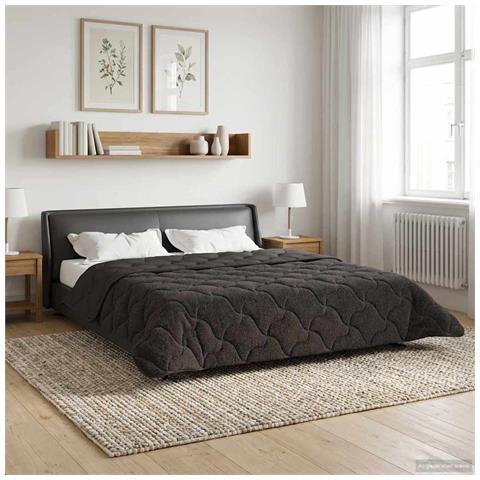 Duvet Estivo Antracite 200 x 200 cm Microfibra e Fleece Teddy - Foto 2