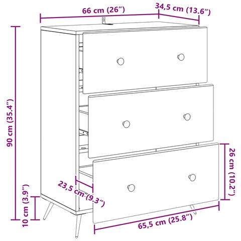 Mobile con Cassetti Bianco Lucido 66 x 34,5 x 90 cm - Foto 9