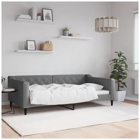 Letto da Giorno Grigio Scuro 100x190 cm in Tessuto - Foto 2