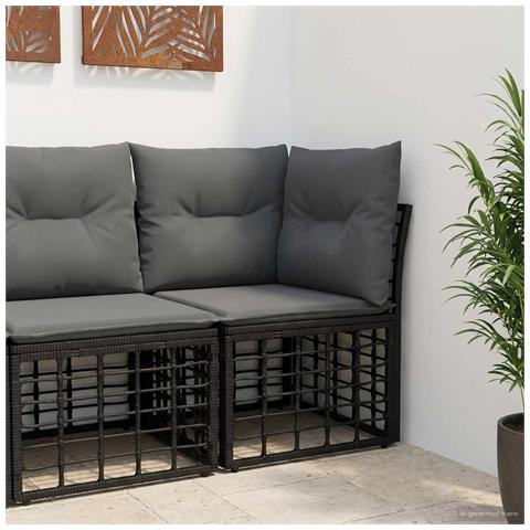 Modulo Divano Angolare da Esterno Nero polyrattan - Foto 2