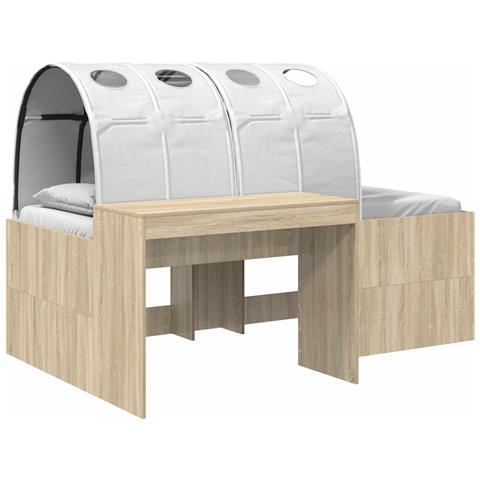 Letto con Tunnel 3 pz Rovere Artigianale e Bianco - Foto 1