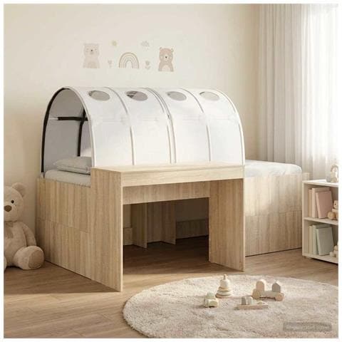Letto con Tunnel 3 pz Rovere Artigianale e Bianco - Foto 2