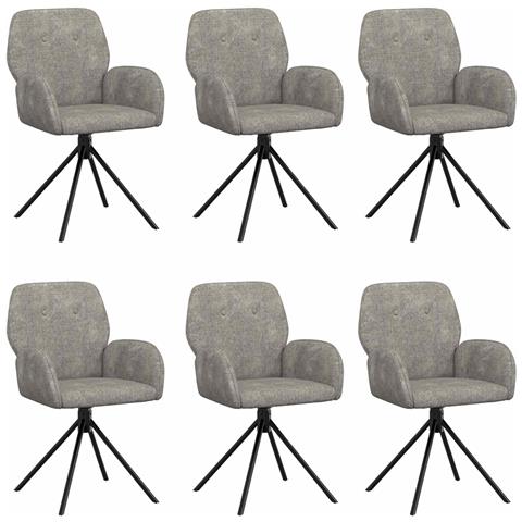Sedie da pranzo girevoli 6 pcs Pelle Scamosciata Sintetica - Foto 1