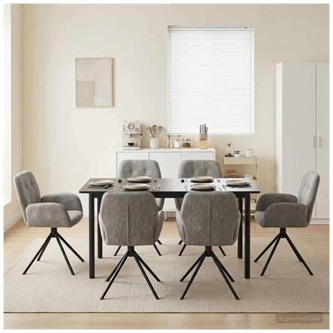 Sedie da pranzo girevoli 6 pcs Pelle Scamosciata Sintetica - Foto 2