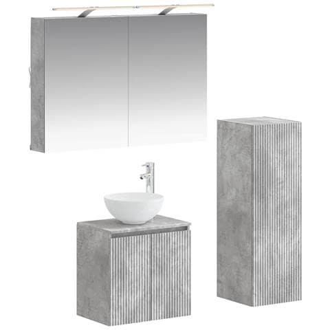 Set di mobili per il bagno 4 pcs Grigio Cemento - Foto 1