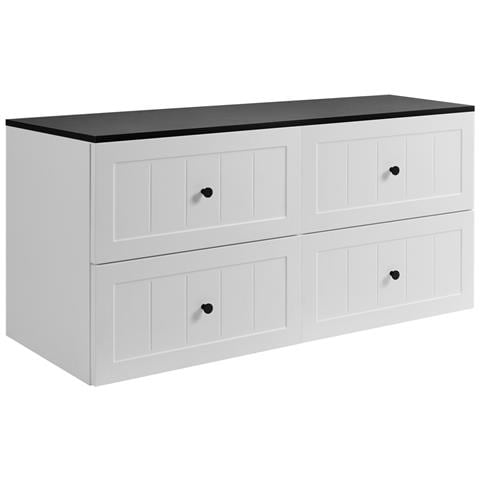 Mobile sottolavabo, Nero, 160 cm, 4 cassetti con chiusura ammortizzata, Mobili da bagno - Foto 1
