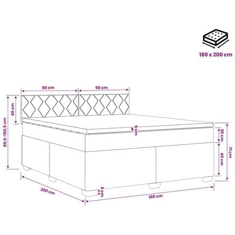 Letto box spring con materasso Marrone Scuro 180 x 200 cm - Foto 2