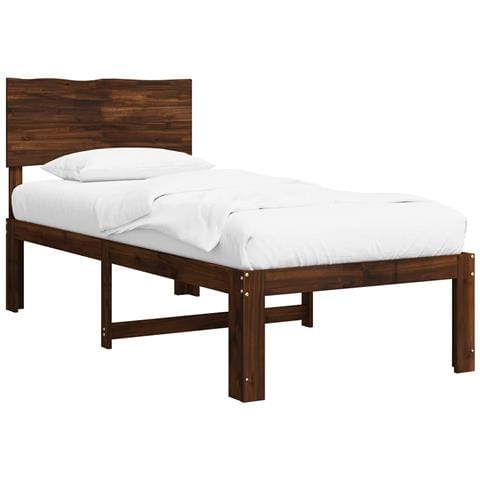 Letto Singolo con Testiera ROSTOCK Marrone Scuro 100 x 200 cm - Foto 1