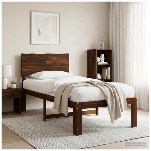 Letto Singolo con Testiera ROSTOCK Marrone Scuro 100 x 200 cm - Foto 2