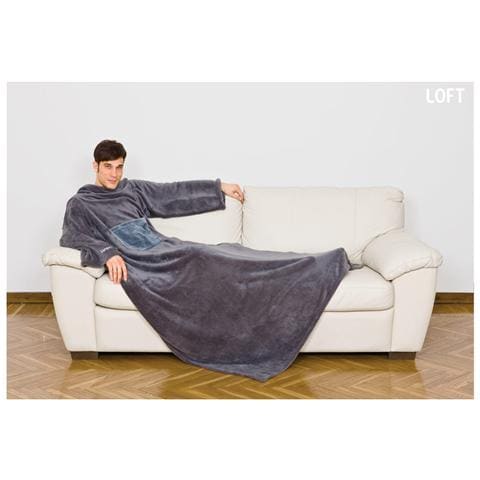 Coperta Morbida Modello Loft con le Maniche e con Tasca Frontale Colore Grigio - Foto 1