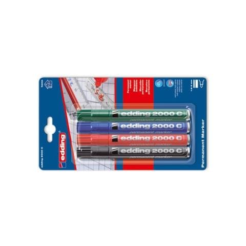 Pennarelli indelebili Edding 2000C - Proiettile Stile Punta Marcatore - Nero, Rosso, Blu, Verde inchiostro - 4 / Wallet - Foto 1