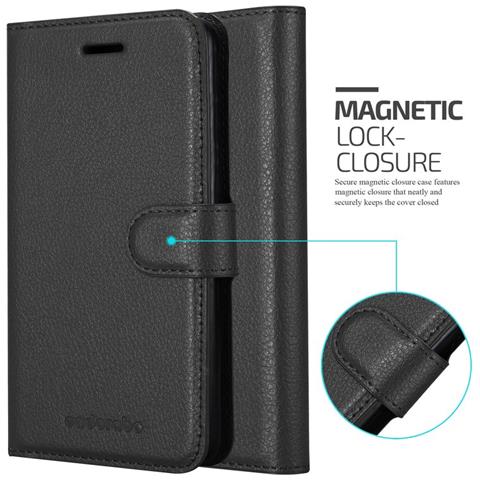 Custodia Compatibile Con Sharp Aquos R3 In Nero Carbone - Coperchio Protettiva Con Chiusura Magnetica, Funzione Stand E Tasca Per Le Carte - Foto 2
