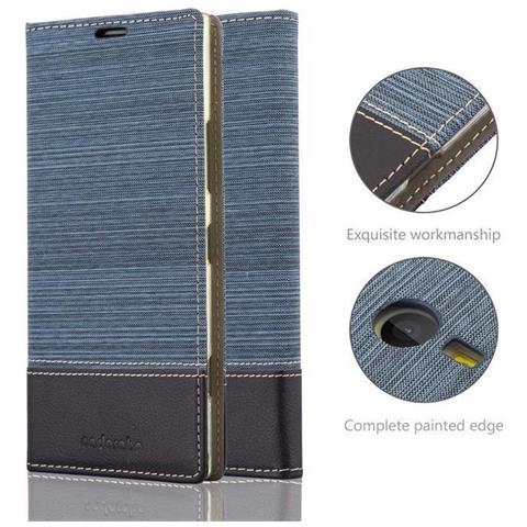 Custodia Compatibile Con Nokia Lumia 1520 In Blu Scuro Nero - Coperchio Protettiva Con Chiusura Magnetica, Funzione Stand E Tasca Per Le Carte - Foto 7