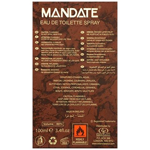 , Mandate, Eau De Toilette Spray Uomo, 100 Ml - Foto 3