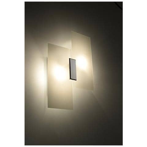 Novità! Applique Cromo Per Salotto E Corridoio - Metallo E Vetro - Fabiano Sl. 0197 Lampada A Muro Quadrata, Stile Classico, A 2 Luci Led E-27 *** Lampade - I Prezzi Più Bassi Su Amazon! - Foto 2