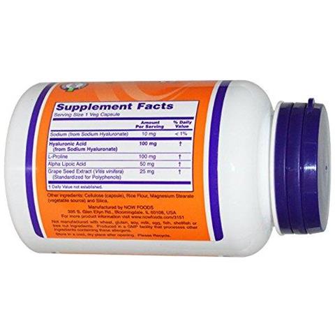 Now Foods Doppia Forza Acido Ialuronico 120 Capsule Vegetariana - Foto 2