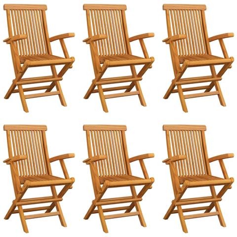 Sedie Da Giardino Pieghevoli 6 Pz In Legno Massello Di Teak - Foto 1