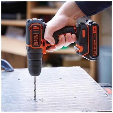 BDCD18-QW Nero, Arancione Trapano con impugnatura a pistola 650Giri / min Ioni di Litio 1.5Ah trapano senza fili - Foto 2