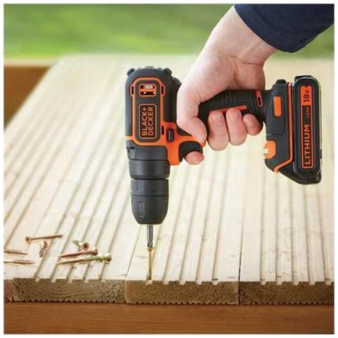 BDCD18-QW Nero, Arancione Trapano con impugnatura a pistola 650Giri / min Ioni di Litio 1.5Ah trapano senza fili - Foto 4
