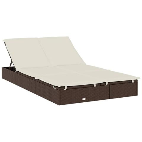 Lettino Doppio Tetto Rotondo Marrone 211x112x140 cm Polyrattan - Foto 2