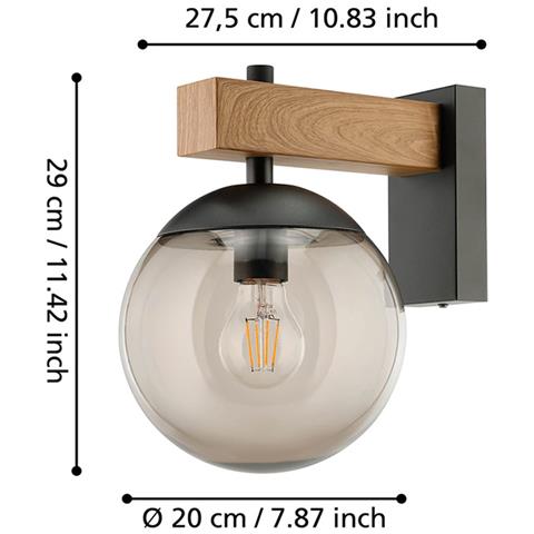 Applique Contemporanea Da Esterno Bufalata 1 Luce Acciaio Nero E Marrone - Foto 2