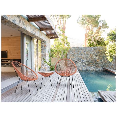 Set Di 2 Sedie Spaghetti Rattan Arancione Acapulco Ii - Foto 1