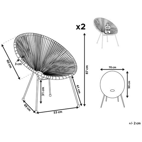 Set Di 2 Sedie Spaghetti Rattan Arancione Acapulco Ii - Foto 6