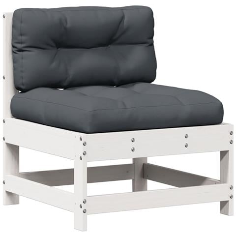 Set Salotto Giardino 8pz con Cuscini Bianco Legno Massello Pino - Foto 2