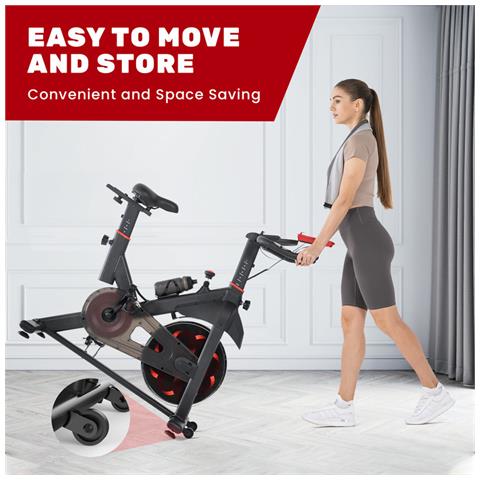 Cyclette Da Casa Professionale - Bicicletta Ad Attrito Indoor Per Fitness Da Camera Con Schermo Lcd E Portabicchieri - Volano 12kg - Struttura In Acciaio Da 80 Mm - Capacità Di 150 Kg - Foto 2