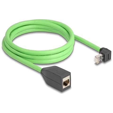 Cavo di prolunga di rete da RJ45 Cat. 6A maschio angolato verso l'alto per femmina SF /UTP adatto per catene portacavi PUR (TPU) 2 m verde - Foto 2