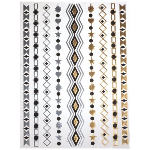 Tatuaggio Metallizzato 14x21 Cm Oro Argento Nero - Foto 1