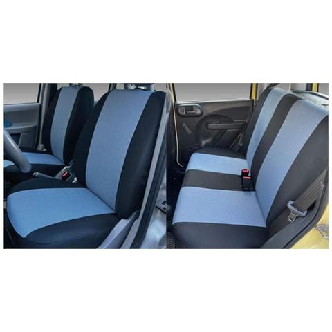 Serie Completa Coprisedili Personalizzati Fiat Panda Ii 03> 4 Posti Post. Intero Tess. Cotone Nero/avio - Foto 1