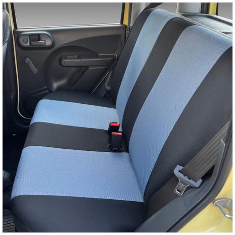 Serie Completa Coprisedili Personalizzati Fiat Panda Ii 03> 4 Posti Post. Intero Tess. Cotone Nero/avio - Foto 3