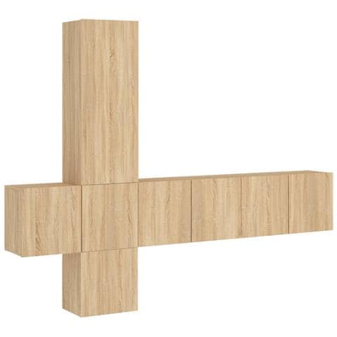 Mobili Tv A Muro 5pz Rovere Sonoma In Legno Multistrato - Foto 2