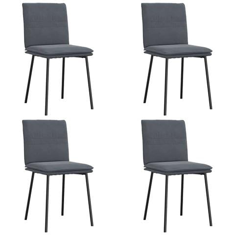 Sedie Da Pranzo 4 Pz Grigio Scuro In Velluto - Foto 2