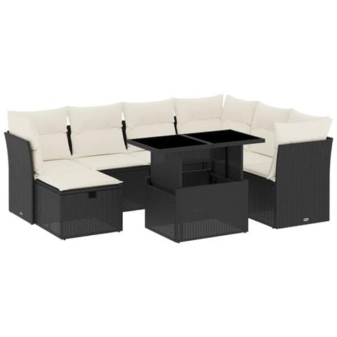Set Divani Da Giardino Con Cuscini 8 Pz Nero In Polyrattan - Foto 2
