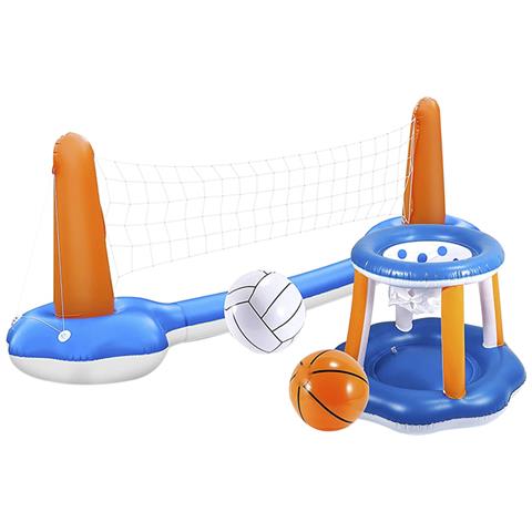 Gioco Gonfiabile Di Pallavolo E Basket, Per Piscina E All'aperto. 300x95x60cm. Colore: Multicolore - Foto 1