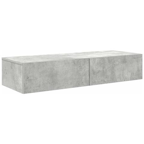Scaffale A Parete Con Cassetti Grigio 100x36x19cm In Truciolato - Foto 2
