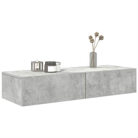 Scaffale A Parete Con Cassetti Grigio 100x36x19cm In Truciolato - Foto 3
