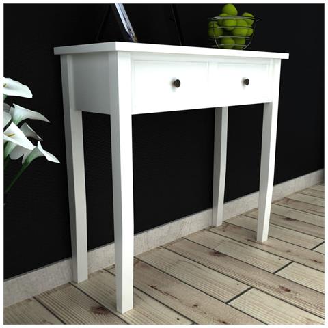 Lusso Casadino - Tavolo Consolle Da Trucco Con 2 Cassetti Bianco - Foto 7