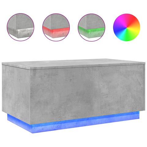 Tavolino Da Soggiorno Con Luci Led Grigio Cemento 90x50x40 Cm - Foto 1
