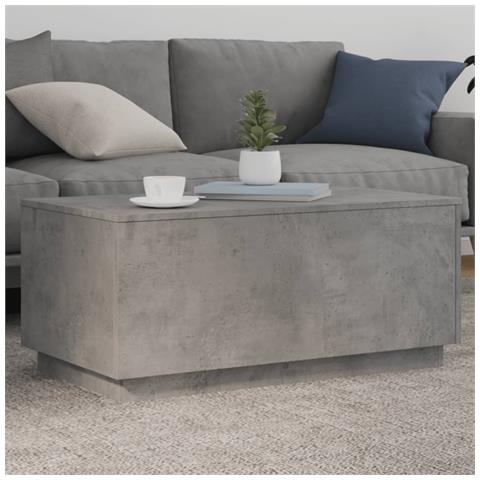 Tavolino Da Soggiorno Con Luci Led Grigio Cemento 90x50x40 Cm - Foto 8