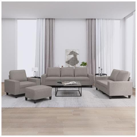 Set di Divani 4 pz Tortora in Tessuto - Foto 2