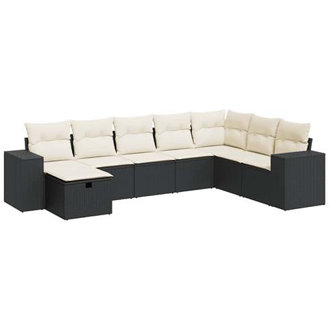 Set Divani da Giardino con Cuscini 8 pz Nero in Polyrattan - Foto 1