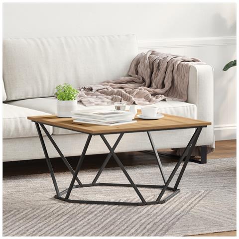 Tavolino da caffè Rovere artigianale 80x80x45 cm Legno ingegnerizzato - Foto 2