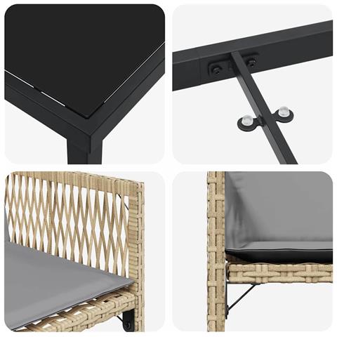 Set da Pranzo per Giardino 5 pcs Beige polyrattan - Foto 9