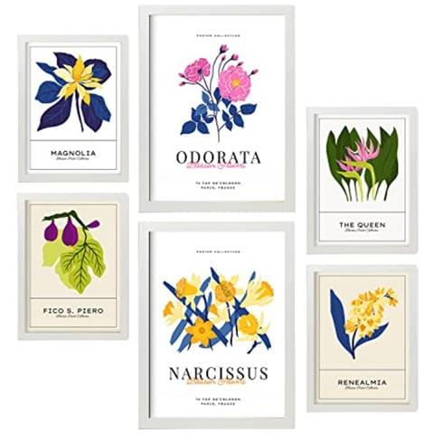 Set Di 6 Stampe Fiori Narcisi Natura E Stampe Botaniche Per L'interior Design A3 & A4 Cornice Bianca - Foto 1