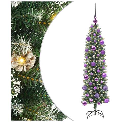 Albero di Natale Artificiale Sottile Verde e Bianco 120 cm - Foto 1