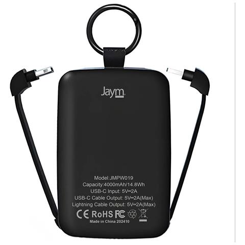 Powerbank 4000mah Usb-c / Lightning Con Portachiavi E Torcia, Nero - Foto 2